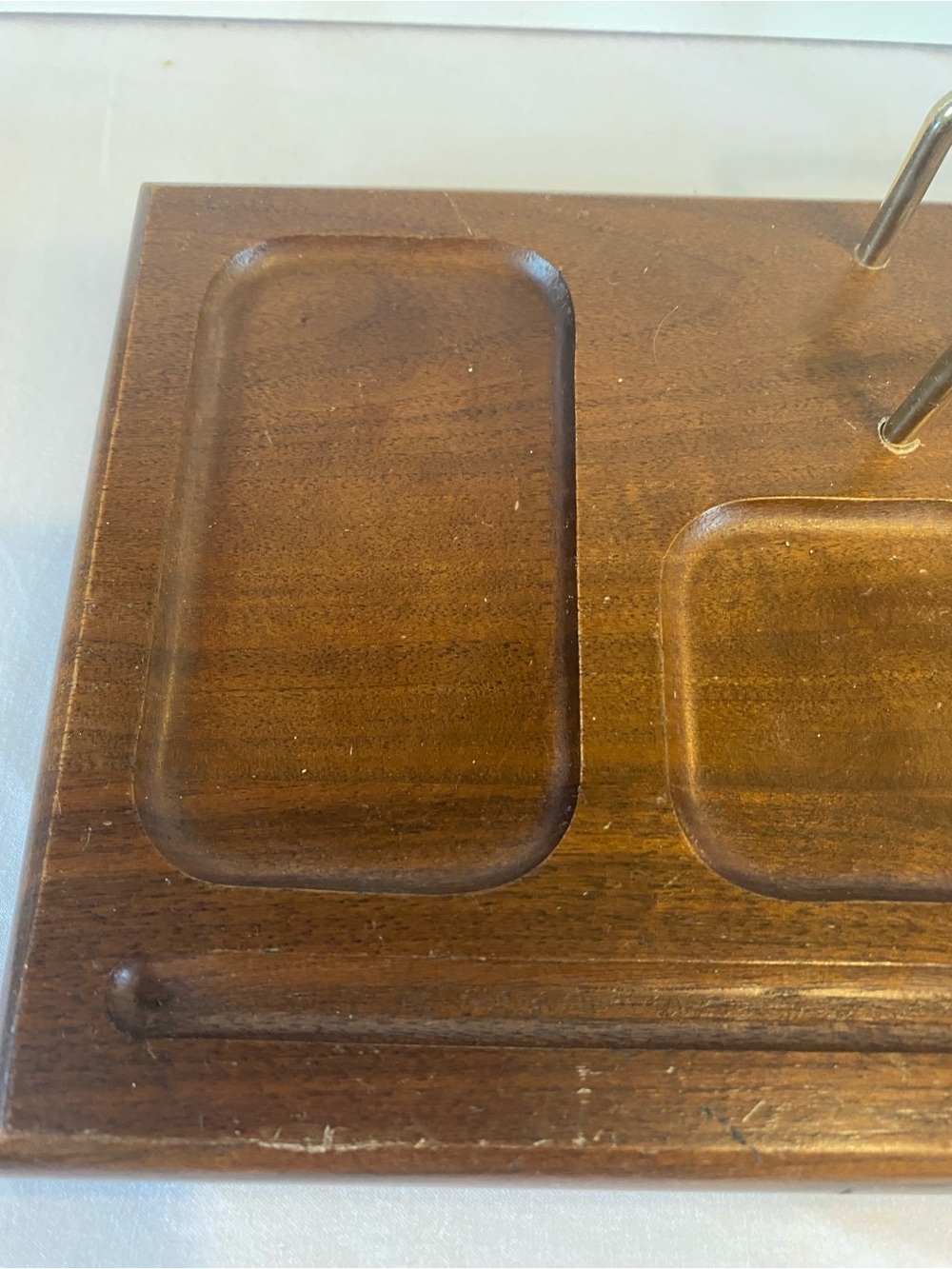 Mid Century Modern Solid Wood Carved Mens Dresser Valet Caddy Organizer storage - Picture 7 of 12